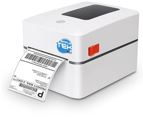 SIMPLETEK - 10 × 15 cm Desktop Thermo-Etikettendrucker mit USB- und Bluetooth-Konnektivität - Weiß (Generalüberholt)