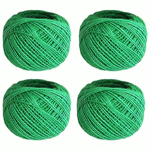 Jute-Gartenschnur für Pflanzenstütze, Kletterpflanzen, DIY Basteln und Verpacken, grünes starkes Bindfaden, 200 m