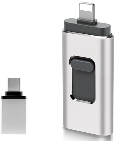 Memoria USB de 128 GB para iPhone, con certificación MFi 4 en 1 para Android/PC, con Copia de Seguridad Plug-and-Play para Fotos y vídeos, Transferencia rápida, Color Rosa