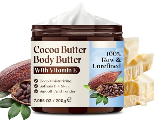 Crema corpo al burro di cacao, lozione idratante per il corpo alla vitamina E all'olio di cocco, idrata profondamente, leggera e non grassa, rende la pelle liscia e soda, crema rassodante adatta per