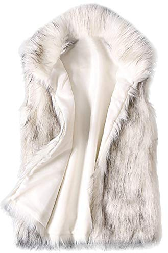 Women Vest Faux Fur Gilet Women Uk Plus Size Fluffy Fake Fur Vest Sleeveless Elegant Furry Waistcoats Lightweight Casual Bodywarmer V Neck Fuzzy Gilet Coats Winter Thermal Coats