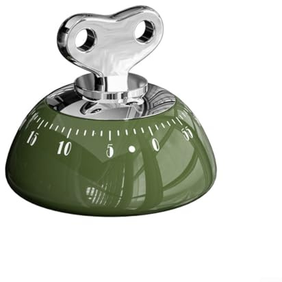Minuteur de cuisine mécanique avec dos magnétique pour la cuisson des œufs - Rappel 70 dB - Aucune pile nécessaire - Pour la maison, la salle de classe, le bureau - Blanc (vert)