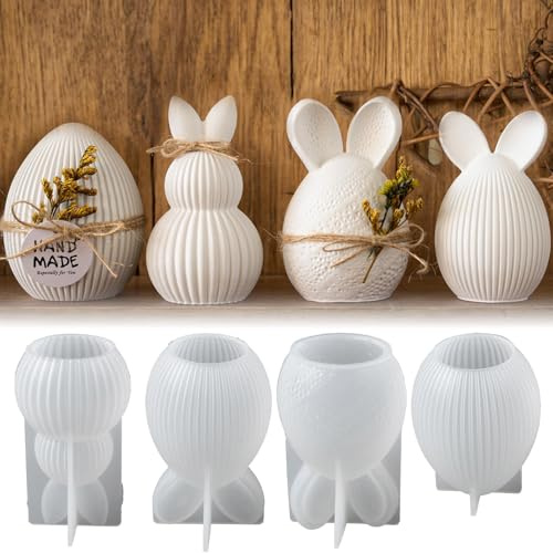 3D Bunny Easter Silicone Mold 1 Pcs,DIY Rabbit Egg Candle Molds,Resin Casting Mould for Candle Making Polymer Clay Craft Plaster,Aromatherapy Crafts Moulds Home Kitchen Arts Decoration (A1)