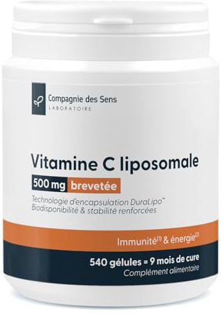 540 gélules - Vitamine C liposomale DuraLipo™ 500 mg - Biodisponibilité supérieure - Libération prolongée