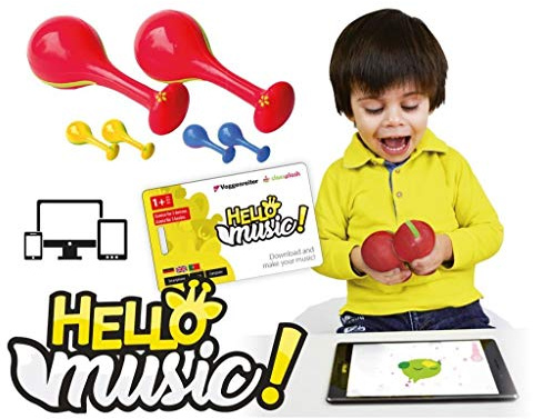 Voggenreiter Maracas-Set Percussion für Kinder ab 12 Monate inkl. Hello Music Lernsoftware App für Smartphone, Tablet & Computer (2 x Maracas enthalten)