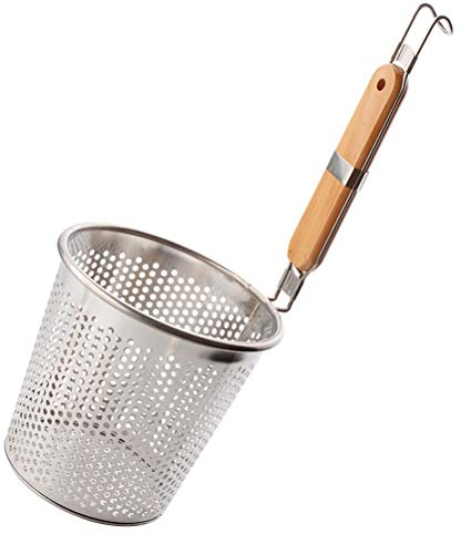BESTONZON Nudelsieb mit Holzgriff für Dumpling Nudel Kloß Kartoffel Kochen Edelstahl Küchen Werkzeug (16cm)
