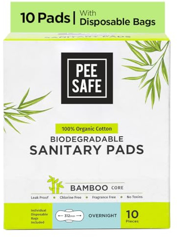 PEESAFE Damenbinden für die Nacht | 100% Bio Baumwolle | extradünn und biologisch abbaubar | 315mm | Anti-Bakteriell | Hautfreundlich | Bequem | 10er Pack Baumwollbinden | Binden auch für Wochenbett