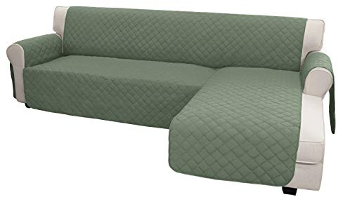 Easy-Going Sofa Slipcover L Shape Sofa Cover Sectional Couch Cover Chaise Cover Reversible Sofa Cover Furniture Protector for Pets Kids Dog Cat(Large,Greyish Green/Greyish Green)