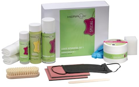 KERALUX Leder Reparatur Set I für Möbel- und Autoleder, schwarz
