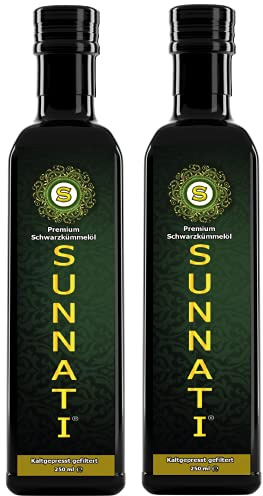 Sunnati® PREMIUM Schwarzkümmelöl Gefiltert 500ml (2x250ml) - Kaltgepresst, 100% rein, ägyptisch, vegan, frisch gepresst