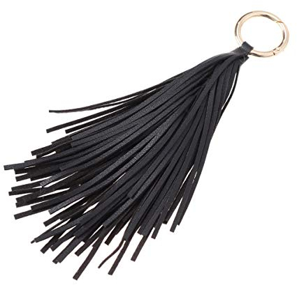PRETYZOOM Quasten Schlüsselanhänger PU Leder Schwarz Quast Anhänger Schlüsselbund Rucksäcke Handtasche Autoschlüssel Dekoration Geburtstag