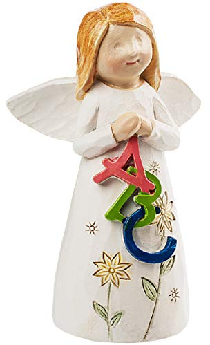 alles-meine.de GmbH Deko Figur - Engel/Schutzengel - Buchstaben ABC - 8,8 cm - aus Stein - Kunstharz/Polyresin - Glücksbringer für Schulkind - Schulanfang Schuleinführung/P..
