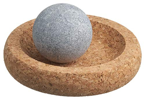 Minisolejoy | Massagekugel für die Fußmuskulatur, Fußreflexzonenmassage, aus naturbelassenem Speckstein mit Korkunterlage made in Finland