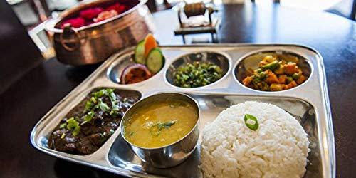 BPA frei Edelstahl Rechteck Speiseteller, 5 Fach Thali, Mess Tabletts, Kinder Mittag-und Abendessen oder jeden Tag Gebrauch - 13 Zoll,10 Piece