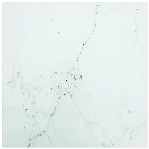 vidaXL Tischplatte Ersatztischplatte Marmorplatte Glasplatte für Esstisch Couchtisch Gartentisch Weiß 40x40cm 6mm Hartglas in Marmoroptik
