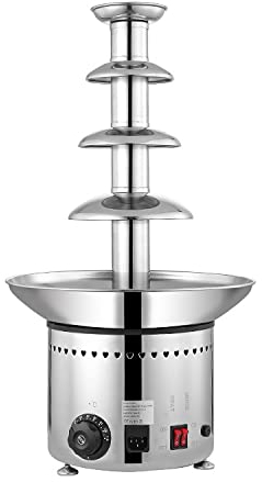 WSAH 4 Tier Chocolate Fountain Machine, Stainless Steel Large Capacity Commercial Chocolate Waterfall Fondue Fountain for Party Wedding Buffet Equipment