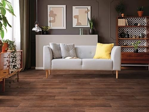 PVC Bodenbelag Vinylboden in rot-braunem Holz Design, Zuschnitt (2m breit, 1m lang)