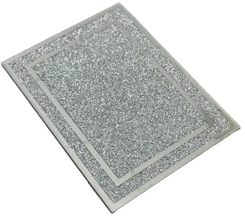 Signature Crystal Crushed Diamond Silver Crystal Chopping Board Glass Worktop Saver Cutting Board Placemat Toughened Glass Crystal Kitchen Worktop Saver 30x40cm (11.8x15.75 inch), (Silver)
