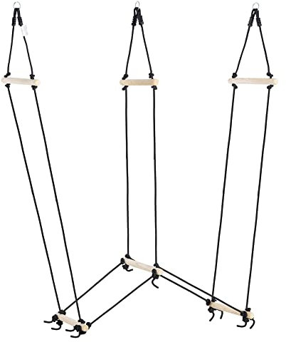 Outsunny 1,65 m Kinder Kletterleiter aus Holz Strickleiter Seilbrücke Hängeleiter für 3-14 Jahre Belastbarkeit bis 100 kg Outdoor Indooor Natur 88 x 40 x 165 cm