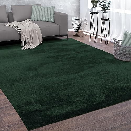 Paco Home Teppich Wohnzimmer Kurzflor Weich rutschfest Modern Einfarbiges Muster grün Petrol, Grösse:200x280 cm
