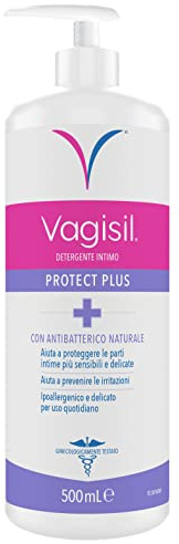 Vagisil Detergente Intimo Antibatterico Donna Protect Plus, Igiene Intima Quotidiana, Sapone Intimo Donna, Con Olio Di Neem E Tea Tree Oil, 500 ml
