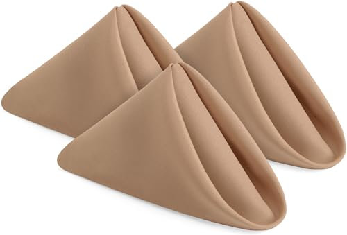 Utopia Home Beige Stoffservietten (12 Stück, 50,8 x 50,8 cm), ideale Dinner-Servietten für Party, Hochzeit und Mittagessen/Abendessen