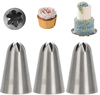 1B Piping Tip,Extra Large Drop Flower Tip 1B,1B Frosting Tip for Cake Decorating,3 Pcs