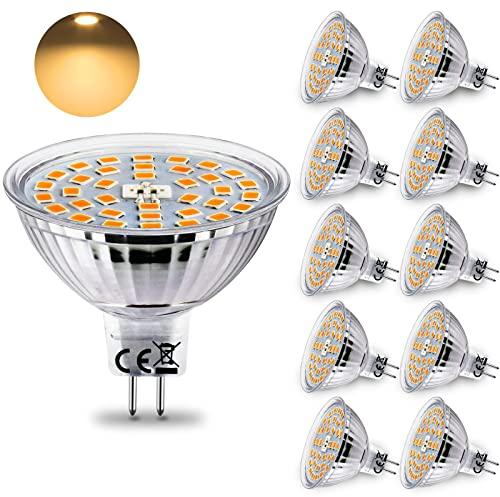 HiBay 10 Lampadina LED GU5.3 MR16 12V,4W Equivalente a 35W Alogena,400LM Luce Bianco Caldo 2700K,220V-240V,Lampadine Faretti LED GU5.3 per Plafoniera Spot Lampada Sostituiscono,Non Dimmerabile