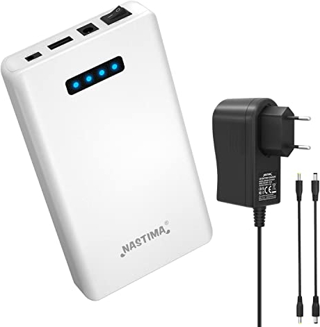 NASTIMA 12V 5200mAh 57,72Wh Lithium-Ionen-Akku Powerbank mit 12V Ausgang 9V DC und 5V USB Dual-Ausgang für LED-Streifen, CCTV-Kameras, Camcorder, Ferngläser usw, mit Ladegerät