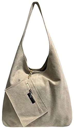 Modarno Umhängetasche Damen Wildleder Clutch Umhängetasche Shopper Damen Echt Leder