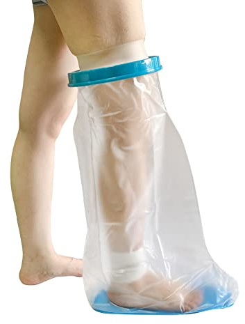 DESTRIC Rutschfeste, wasserdichte Beinabdeckung für Dusche, Gips- und Verbandschutz zum Baden, wasserdichte Kunststoff-Schutz, wiederverwendbare Dichtung für gebrochene Beine, Knie, Fuß, Knöchelwunde