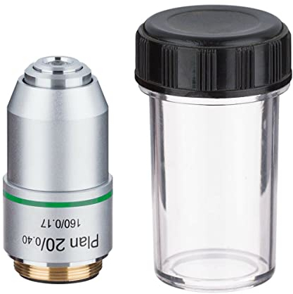 JUIYU Mikroskop-Zubehör-Kit Mikroskop-Objektivlinse. DIN 4X 10x 20x 40x 60x 100x RMS Gewinde Mikroskopische Objektträger (Color : Silver, Size : 20X)