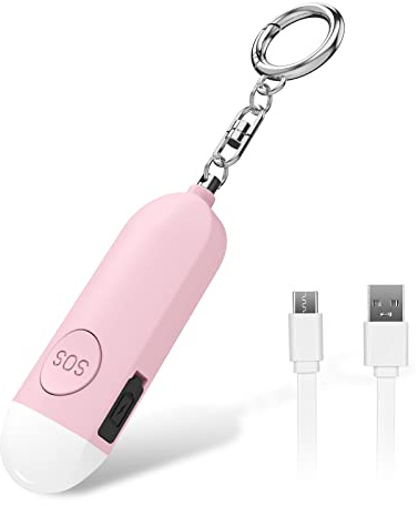 Ninonly Taschenalarm 130 dB, Selbstverteidigung Sirene mit LED Licht, Wiederaufladbarer Schrillalarm Schlüsselanhänger, Personal Alarm für Frauen Kinder Senioren