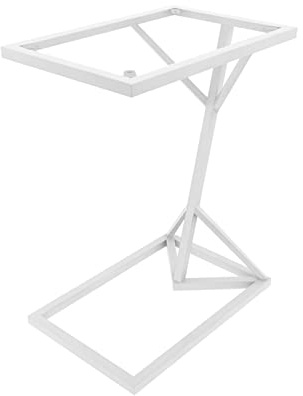 Couchtisch mit Platte aus gehärtetem Glas und geometrisch unregelmäßigen Metallbeinen, rechteckiger Tisch, Empfangstheke, multifunktional, Moderne Möbel (Größe: 45 x 58 x 30 cm, Farbe: B)