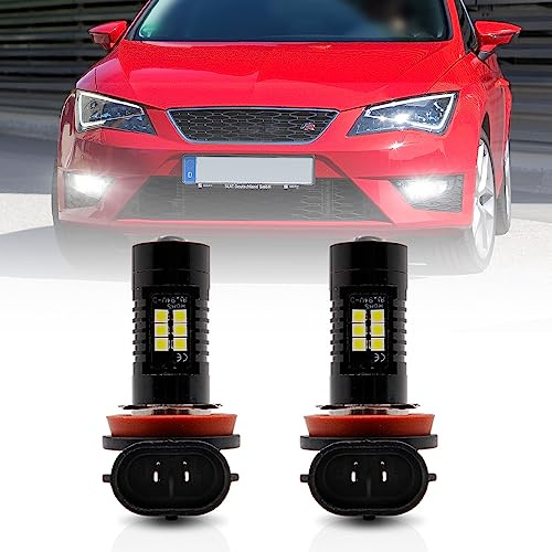 NSLUMO Par de faros antiniebla H8 LED CANBUS para SEAT LEON Mk3 5F SC ST 2013-sin ERROR 2x xenón blanco H8 H11 bombilla LED antiniebla luz de conducción | 6000K blanco xenón CANbus sin errores delantero plug-and-play 300% más luminosos kit de bombillas de repuesto 2PCS