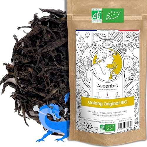 Ascenbio – Té Oolong – Original orgánico – 180 g a granel preparado y envasado en Francia – Embalaje biodegradable
