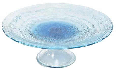 MERCURY SRL Alzata Vetro Tonda Onda - 33x10h cm - Blu Degradè