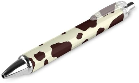 Niedlicher Kugelschreiber mit Kuhfell-Druck, einziehbar, feine Spitze, 0,5 mm, glattes Schreiben für Zuhause und Büro