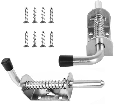 2 Stück Federriegel, 10 × 128mm Torriegel, Edelstahl Riegelschloss, Schieberiegel, mit Montage Schrauben, für Türen, Fenster