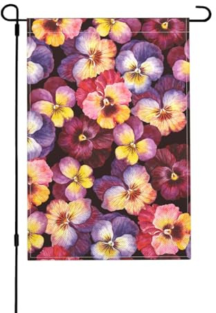Flores de pensamiento de acuarela, Bandiera da giardino bifacciale, striscione decorativo da giardino per cortile interno ed esterno 30x45,5 cm