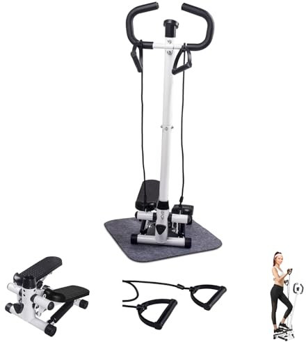 HLC Mini Stepper Machine with Resistance Band, Stair Stepper Exercise Equipment with Handle Bar and LCD Monitor, Air Climber Stepping Fitness Machine for Home