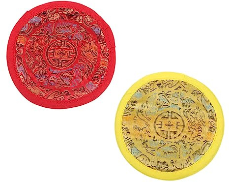 Buddhistische Klangschalenmatte aus Baumwolltuch 2 Stück | Klangschalenkissen für Buddha Schalen, Schlichtes Zubehör, Leicht und Tragbar