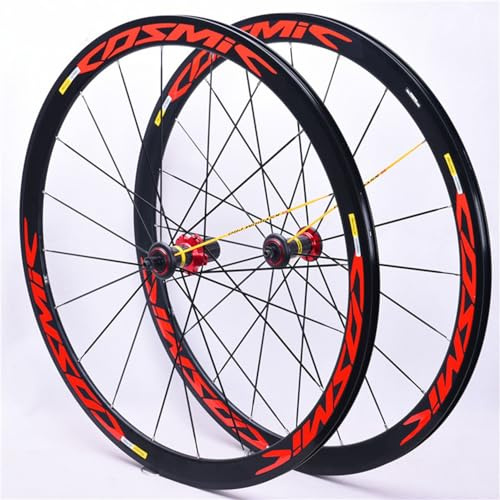 KUNYOS Rennrad-Laufradsatz 700C*23C-25C-28C 40/50MM Aluminium-Legierung C/V Bremse Felge Schnellspanner 20H Nabe Für 7 8 9 10 11 Speed Laufradsatz,Rot,50MM