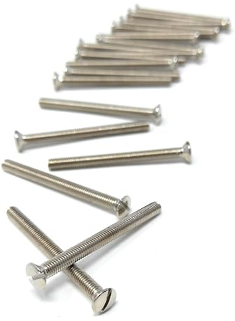 20pcs M3.5 Slotted Raised Countersunk Electrical Socket, 3.5x25mm | Nickel Plated, Faceplate, Surface, Light Switch Screws