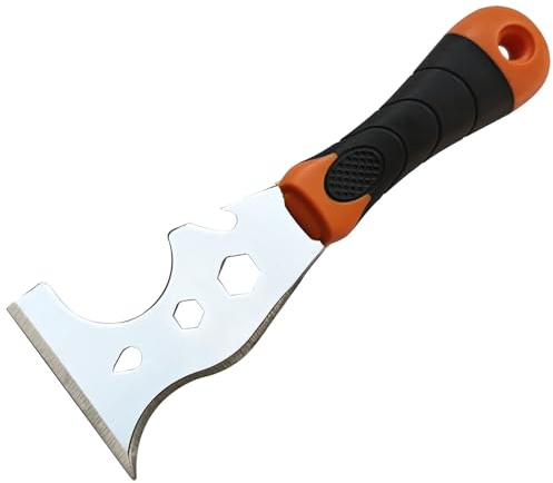 13 in 1 Farbspachtel Spachtelwerkzeug für Maler & Heimwerker – Mit Weichem Gummigriff, Edelstahl-Bauweise, Farbroller & Gerader/Gebogener Spachtelspitze