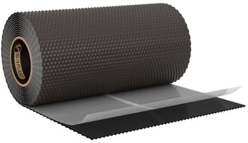 WANDANSCHLUSSBAND | Länge 5m | Breite 300mm | hochwertiges Aluminium und Butyl | Selbstklebend | Dach Kaminanschlussband 3D Struktur (Braun RAL8017)