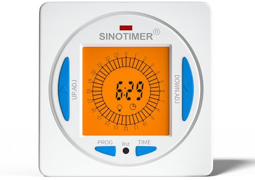SINOTIMER 85-265 Vac Super HD LCD Rétroéclairage 24 heures Minuterie numérique Intervalle de 15 minutes avec 96 ON/Off tous les jours, fonction DST, panneau monté avec boîtier