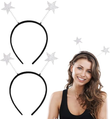 IHLOOTD Sternen Haarreif 2 Stück Silvester Haarreifen Festival Kopfbedeckung Glitzer Silvester Haarschmuck für Foto Requisiten, Neues Jahr, Karneval, Geburtstagsfeier (Silber)