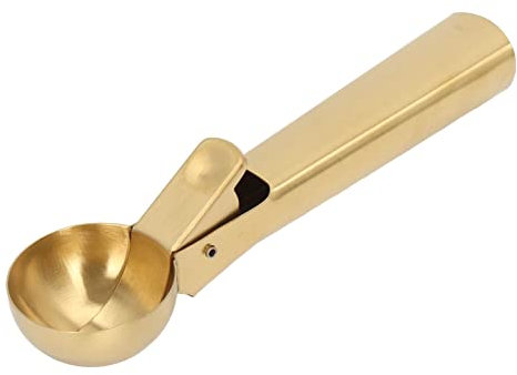 Baxnore Stainless Steel Ice Cream Scoop, Non Stick Ice Cream Spoon, Comfortable Grip Ice Cream Scooper, Ice Cream Scoop with Trigger for Fruit (Gold)