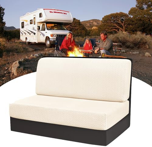 POPUBBY Sitzbezüge Wohnwagen, 2 Stück Camper Kissenbezüge Wohnmobil Esstisch Kissenbezüge, Sofa-Sitzkissenbezüge, Wohnmobil-Sitzbezüge für Anhänger Reisemobilsitz, Waschbar, Beige
